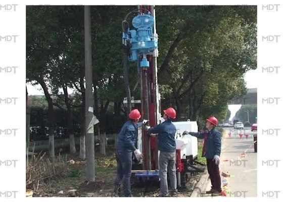 50 เมตร 55KN Anchor Drilling Rig เครื่องเจาะโรตารี่ Blue
